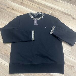 Michael Kors Black Crewneck Sweater with Logo Trim